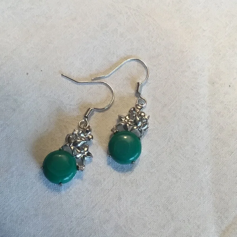NWOT. Sterling Silver Malachite Type Earrings